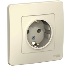 Розетка встраиваемая с заземлением (молочный) Systeme Electric BLNRS001012
