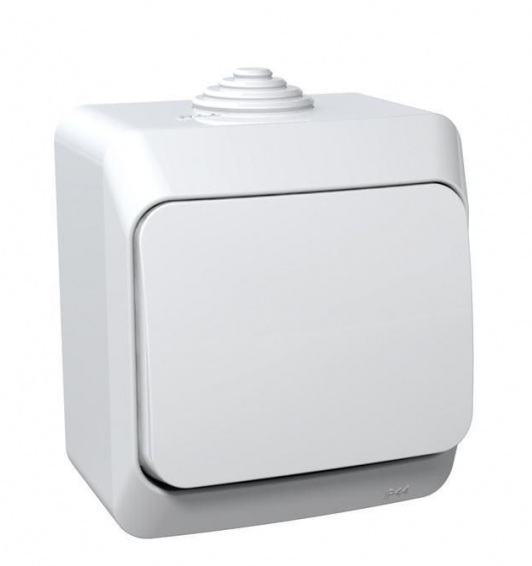 Выключатель накладной одноклавишный (белый) IP44 Systeme Electric BA10-041B