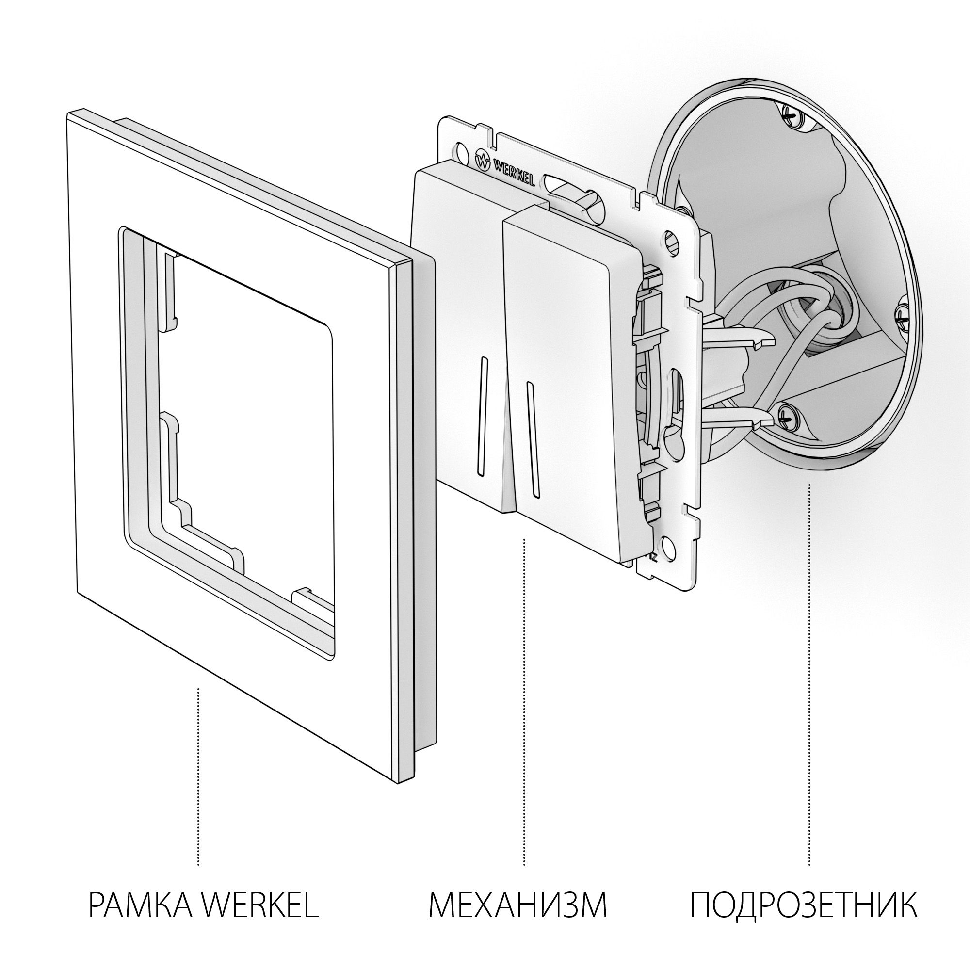 Выключатель двухклавишный проходной с подсветкой Werkel WL09-SW-2G-2W-LED a051369_WR