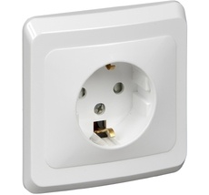 Розетка встраиваемая с заземлением и шторками (белый) Systeme Electric PC16-004B