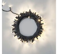 Гирлянда Нить 10м Тепло-Белая 24В, 100 LED, Провод Черный Каучук 2,3мм, IP65 LTC ECO100-1-1WW