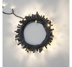 Гирлянда Нить 10м Тепло-Белая 24В, 100 LED, Провод Черный Каучук 2,3мм, IP65 LTC ECO100-1-1WW