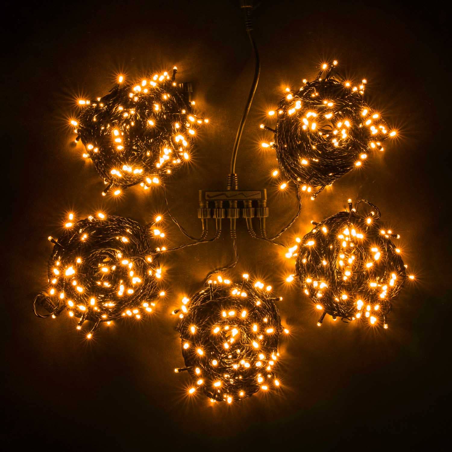 Комплект 5 Желтых Нитей по 20м, 1000 LED, Провод Черный ПВХ, IP54 KDD1000-11-1Y