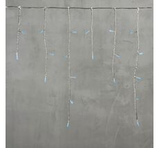 Гирлянда Бахрома на Батарейках 3 х 0,5 м Светло-Голубая, 100 LED, Провод Прозрачный Силикон, IP65 ECC100-10-8SB