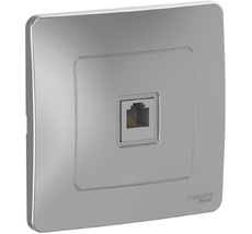 Телефонная розетка встраиваемая RJ-11 (алюминий) Systeme Electric BLNIS011003