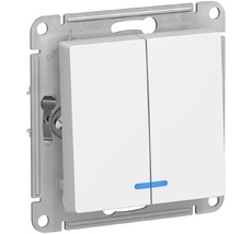 Выключатель встраиваемый двухклавишный с подсветкой (белый) Systeme Electric ATN000153