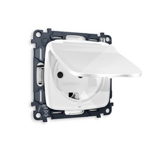 Розетка OMEGA с заземлением с шторками и защитной крышкой QUANT Ambrella Volt MO108010_AMB