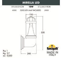 Светильник уличный настенный FUMAGALLI MIRELLA D15.505.000.BXD1L.CRB