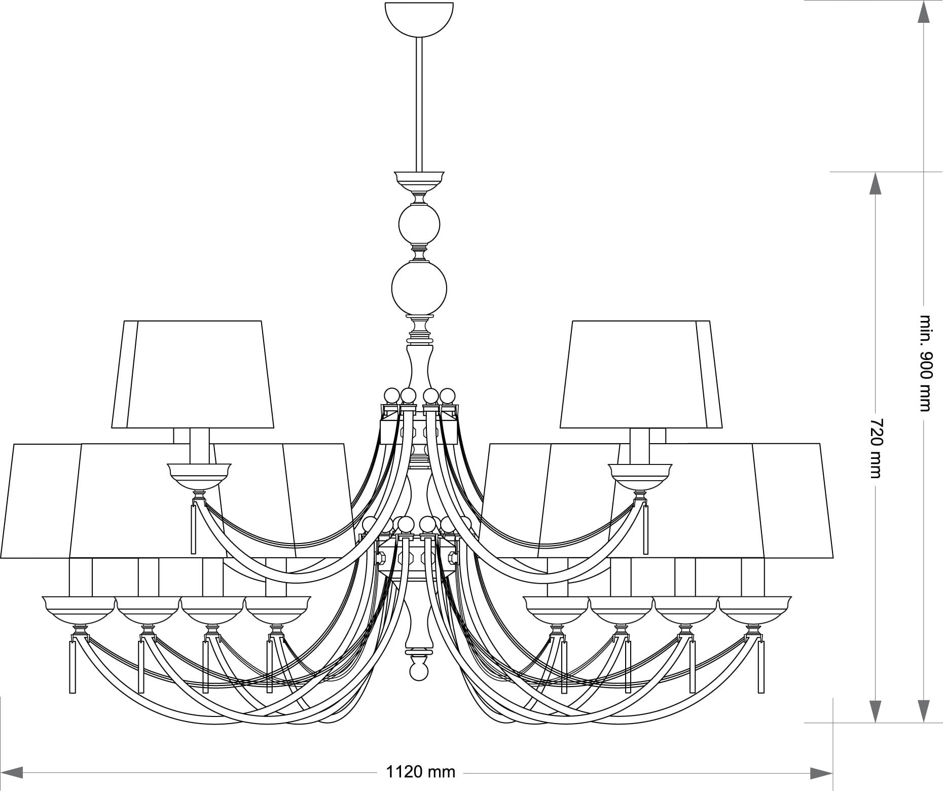 Подвесная люстра Kutek ZAFFIRO ZAF-ZW-8+4(P/A)