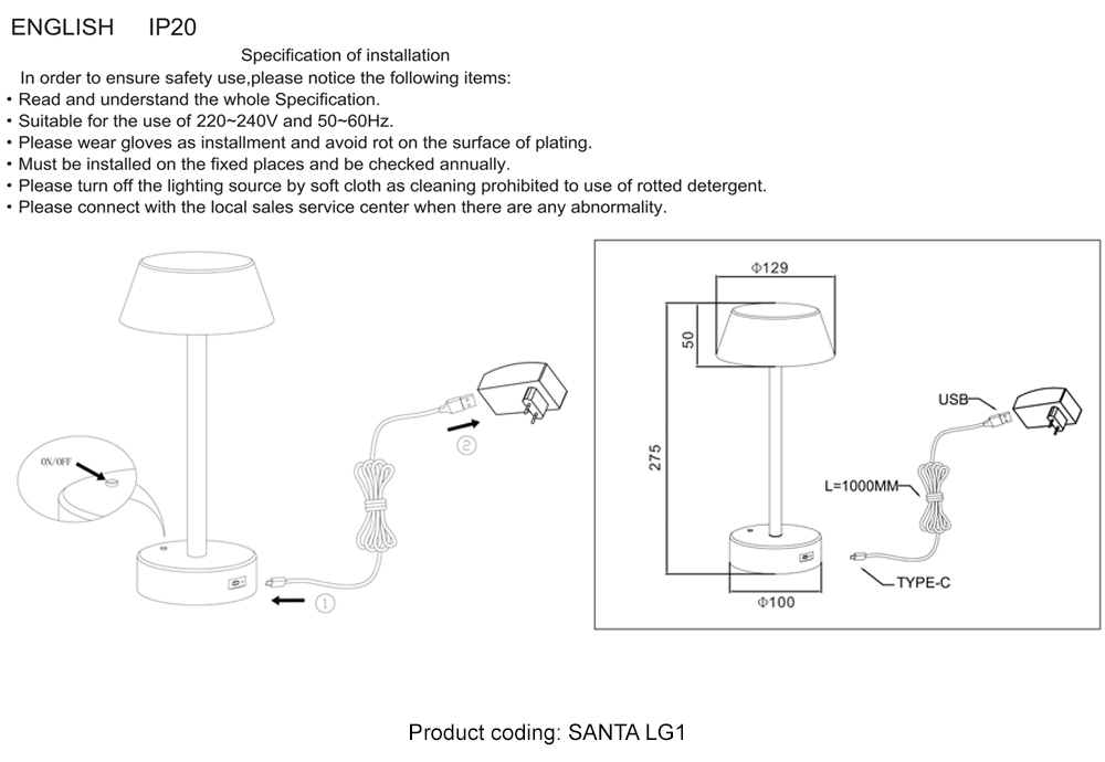 Настольная лампа Crystallux SANTA SANTA LG1 BLACK_CR