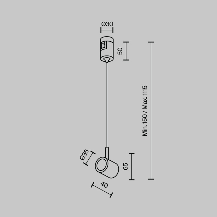 Коннектор с тросовым подвесом в шинопровод Maytoni Tau TRA154SW-1PT_MY