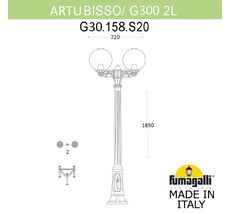 Уличный садово-парковый фонарь FUMAGALLI ARTU BISSO/G300 G30.158.S20.AZF1R