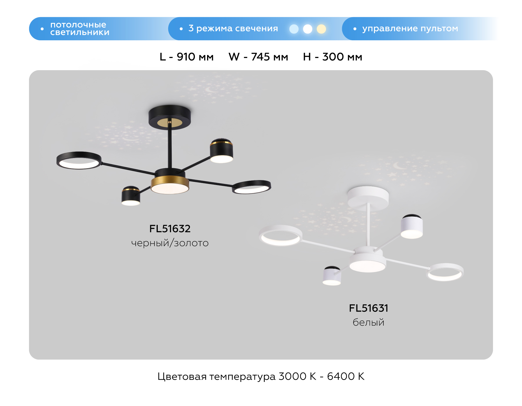 Потолочная люстра с пультом Ambrella Light COMFORT FL51632_AMB