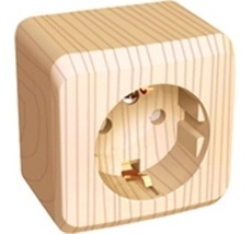 Розетка накладная с заземлением и шторками (сосна) Systeme Electric PA16-004D