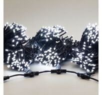Комплект 3 белых Нити по 20м, 600 LED, Провод черный Каучук 2,3мм, IP54 LTC ECO600-11-1W