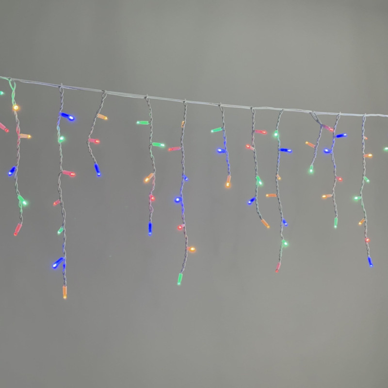 Гирлянда бахрома 3,1 x 0,5 м Разноцветная 220В, 120 LED, Провод белый Каучук, IP65 LTC LL120-8-2M