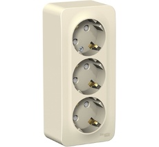 Розетка накладная тройная с заземлением и шторками (молочный) Systeme Electric BLNRA011312