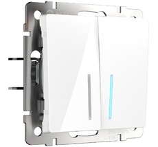 Выключатель двухклавишный с подсветкой Werkel WL01-SW-2G-LED a051114_WR