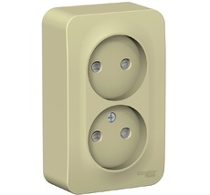 Розетка накладная двойная без заземления со шторками (бежевый) Systeme Electric BLNRA001217