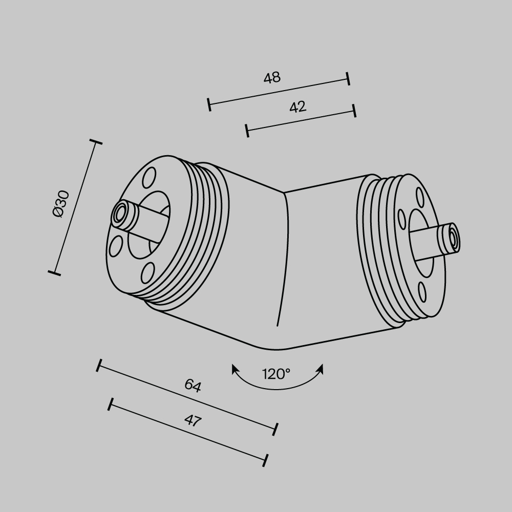Угловой коннектор 120° для системы Shelf без ввода питания Maytoni CA018LWC-B_MY