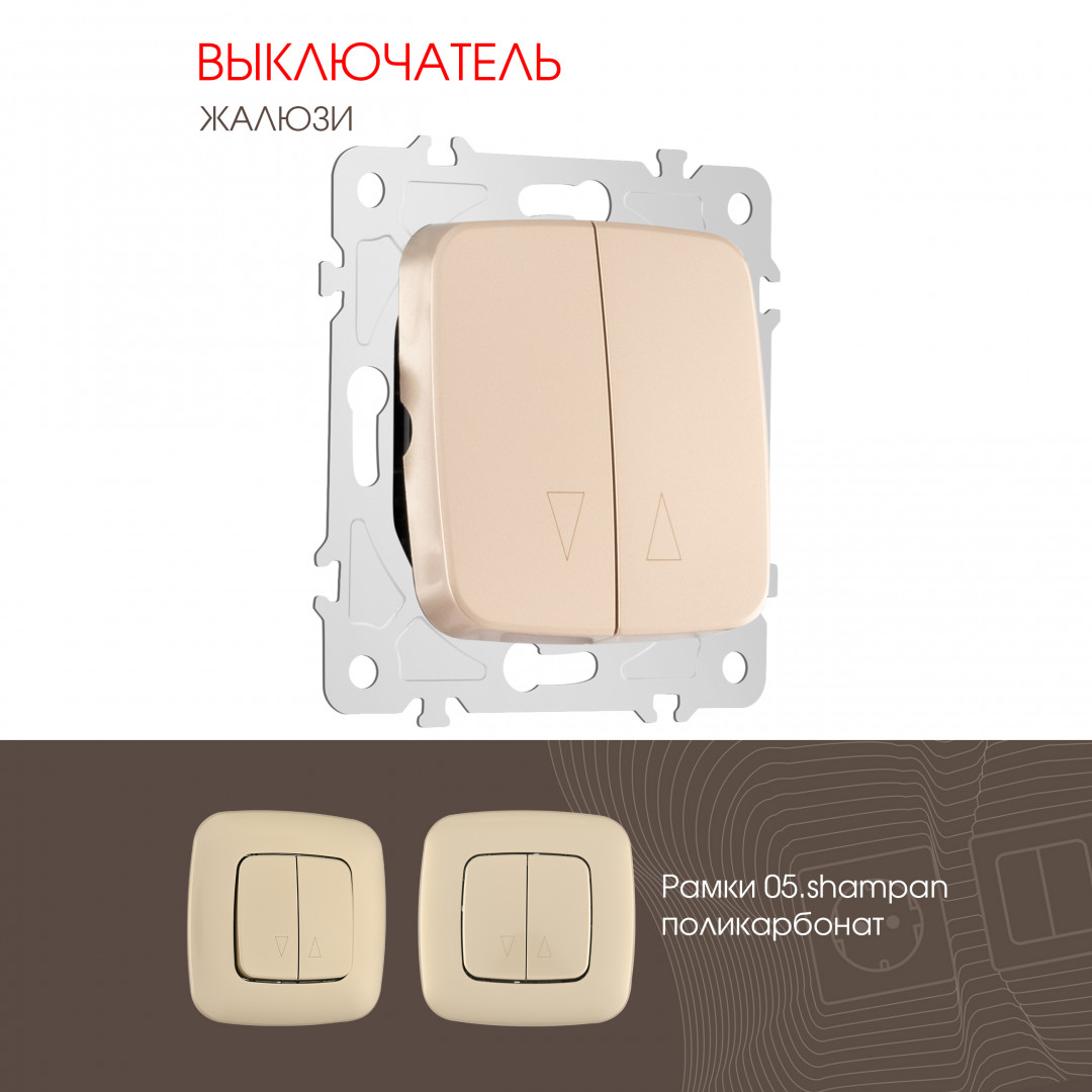 Выключатель жалюзи 10A 250V Arte Milano 205.38-2.shampan