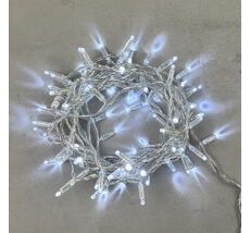 Гирлянда Нить с Колпачком 10м Белая 24В, 100 LED, Провод Прозрачный ПВХ, IP65 PST100CAP-10-1W