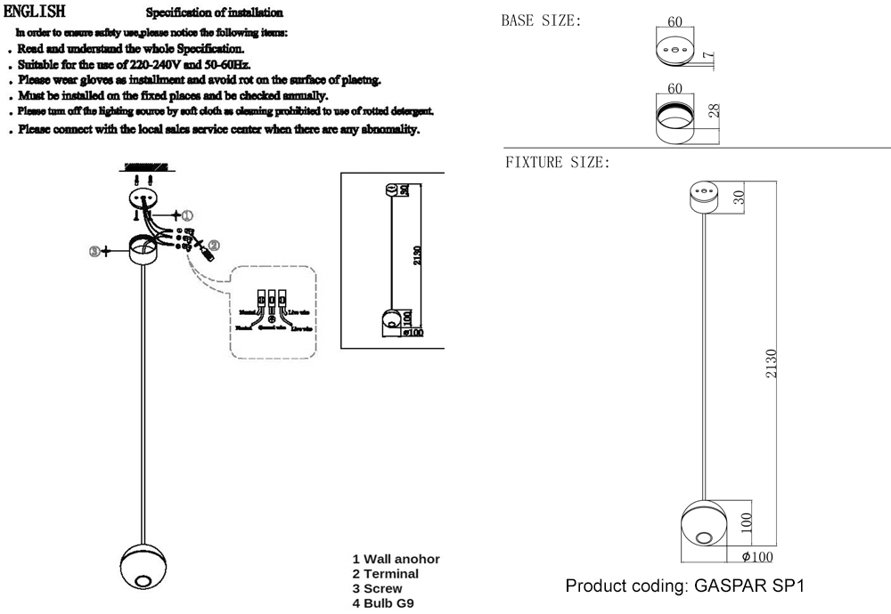 Подвесной светильник Crystallux GASPAR GASPAR SP1 WHITE_CR