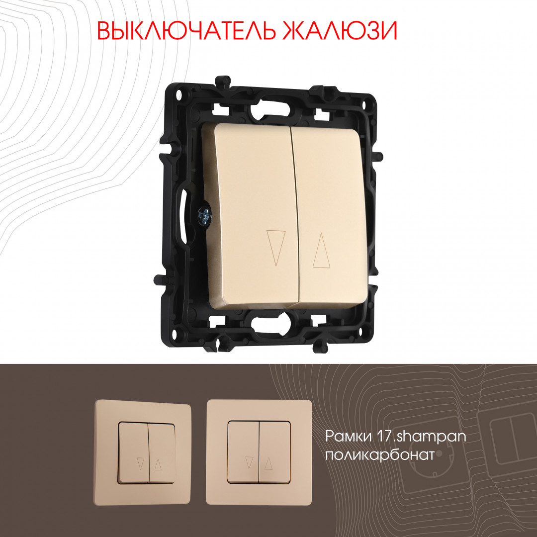 Выключатель жалюзи 10A 250V Arte Milano 217.38-2.shampan