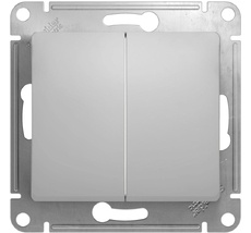 Выключатель встраиваемый двухклавишный (алюминий) Systeme Electric GSL000365