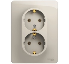 Розетка встраиваемая двойная с заземлением (молочный) Systeme Electric GSL000924
