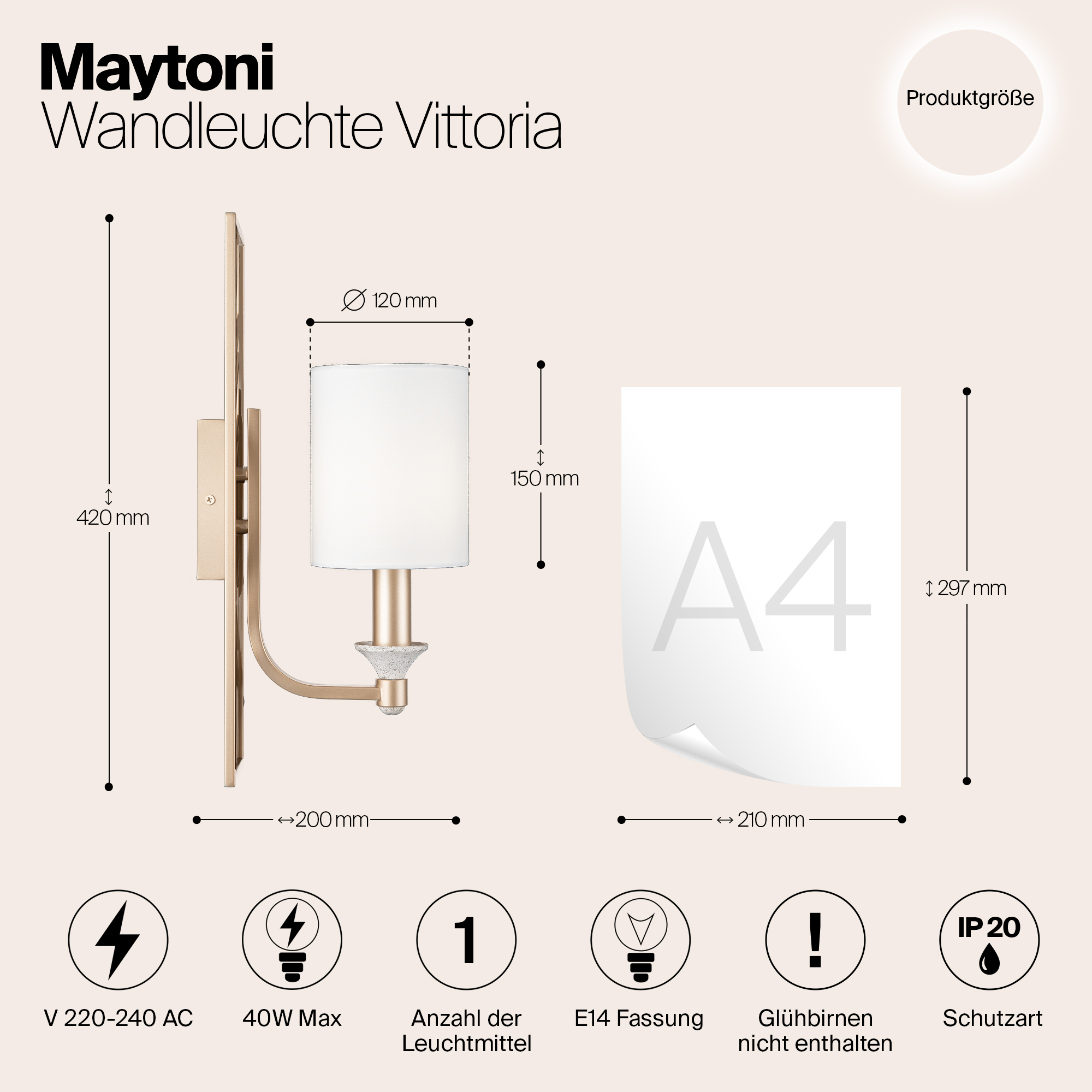 Бра Maytoni Vittoria H005WL-01BG_MY
