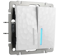 Выключатель двухклавишный проходной с подсветкой (белый) Hummer a052033_WR