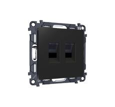 Комплект механизма компьютерной двойной розетки RJ-45 (8P8C) CAT6 с автоматической защитной шторкой ALFA QUANT (AP8121, VM189) Ambrella Volt MA812110_AMB