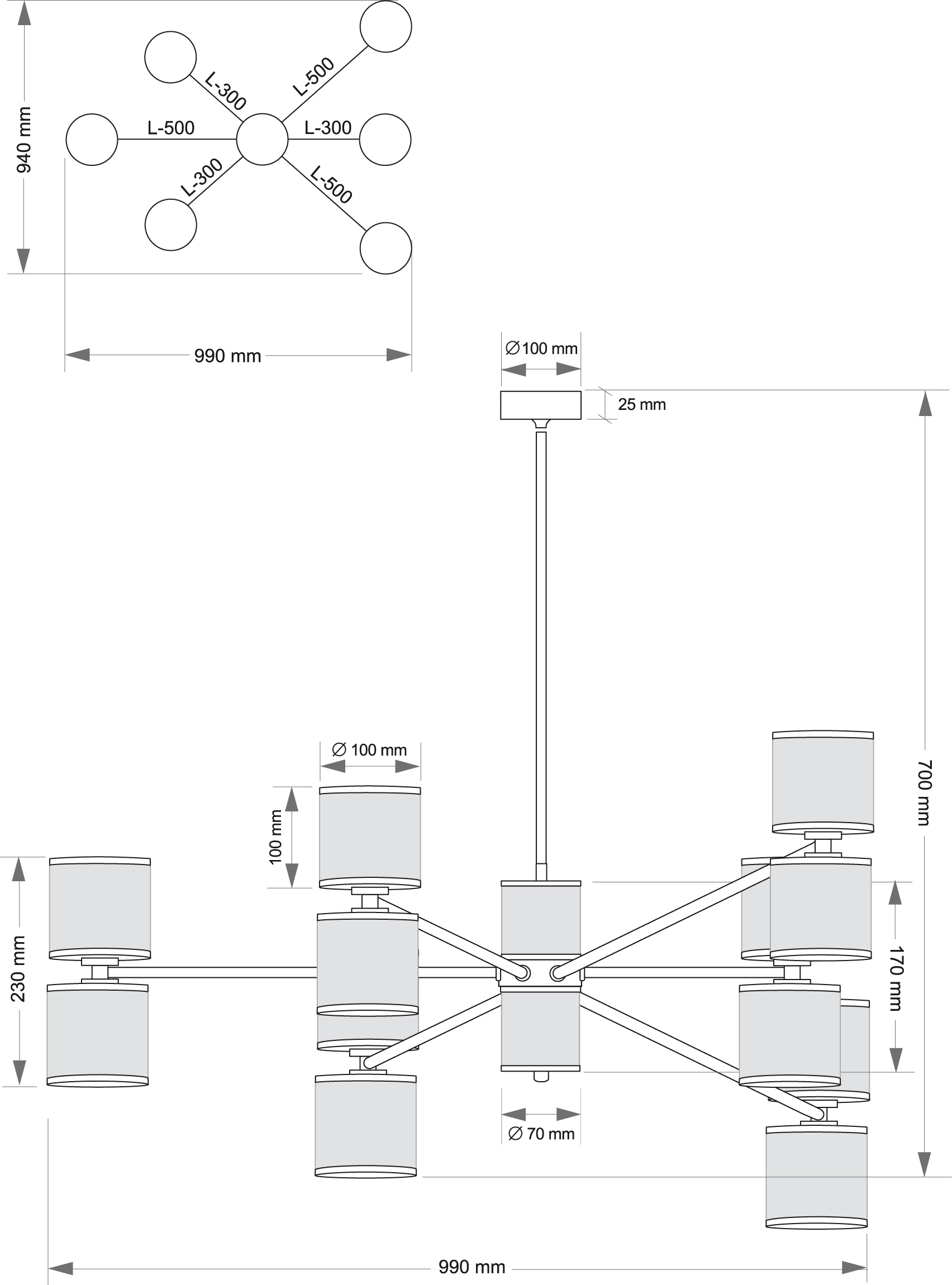Подвесная люстра KUTEK FABRIANO FAB-ZW-6(Z/3)TT