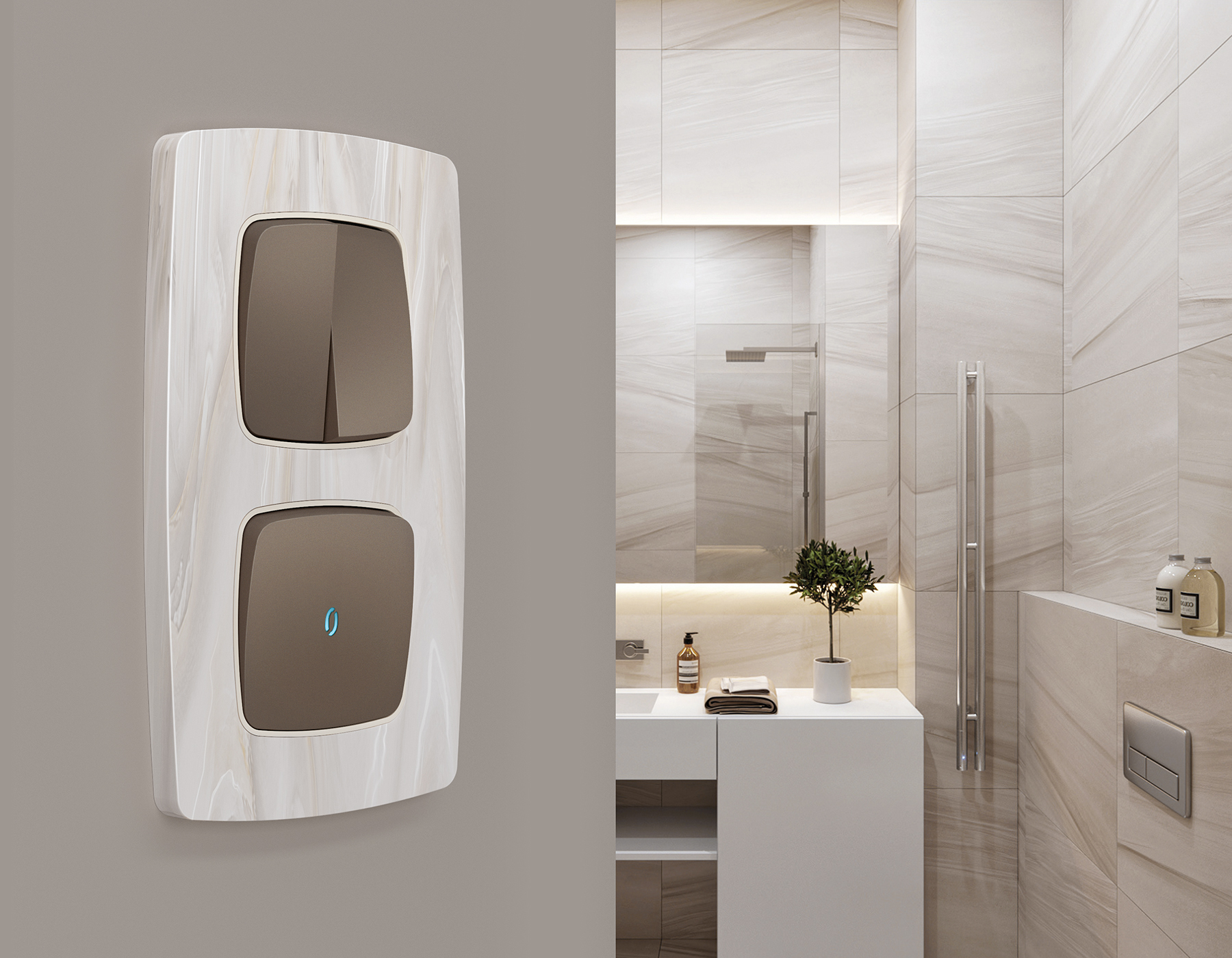 Лицевая панель для 1-клавишных выключателей с подсветкой QUANT 320 Ambrella Volt OMEGA OP6320_AMB