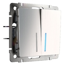 Выключатель двухклавишный проходной с подсветкой Werkel WL02-SW-2G-2W-LED a051088_WR