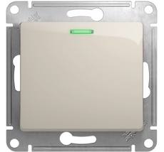 Выключатель встраиваемый одноклавишный с подсветкой (молочный) Systeme Electric GSL000913