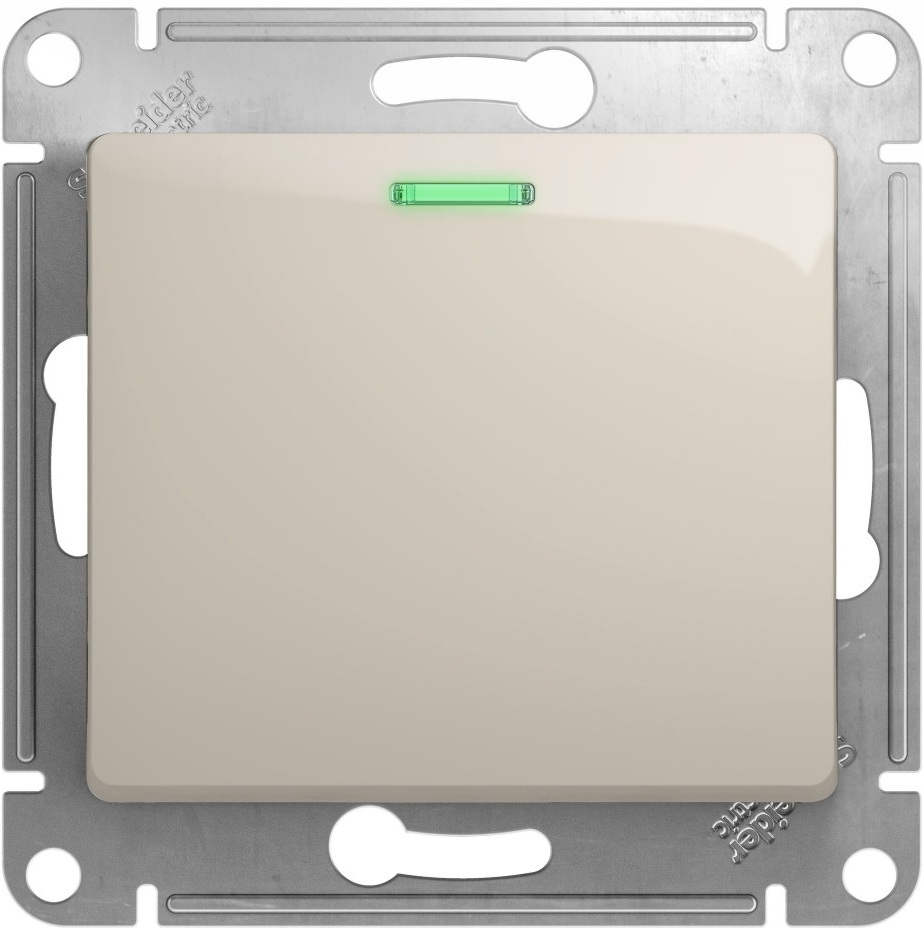 Выключатель встраиваемый одноклавишный с подсветкой (молочный) Systeme Electric GSL000913