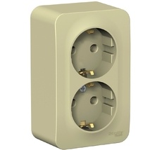 Розетка накладная двойная с заземлением (бежевый) Systeme Electric BLNRA010217