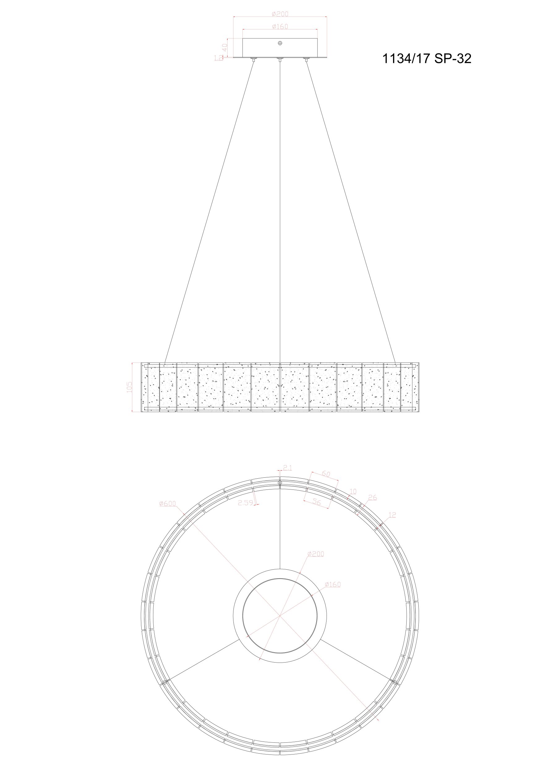 Подвесная люстра Divinare TERESA 1134/17 SP-32_DI