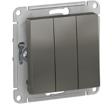 Выключатель встраиваемый трехклавишный (сталь) Systeme Electric ATN000931