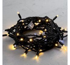 Гирлянда Нить 10м Тепло-Белая с Мерцанием Белого Диода 220В, 75 LED, Провод Черный Каучук, IP65 LL75BLW-1-2WW
