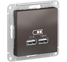 Розетка встраиваемая USBх2 (мокко) Systeme Electric ATN000633