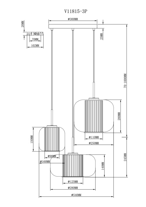Подвесной светильник Moderli V11815-3P_MD