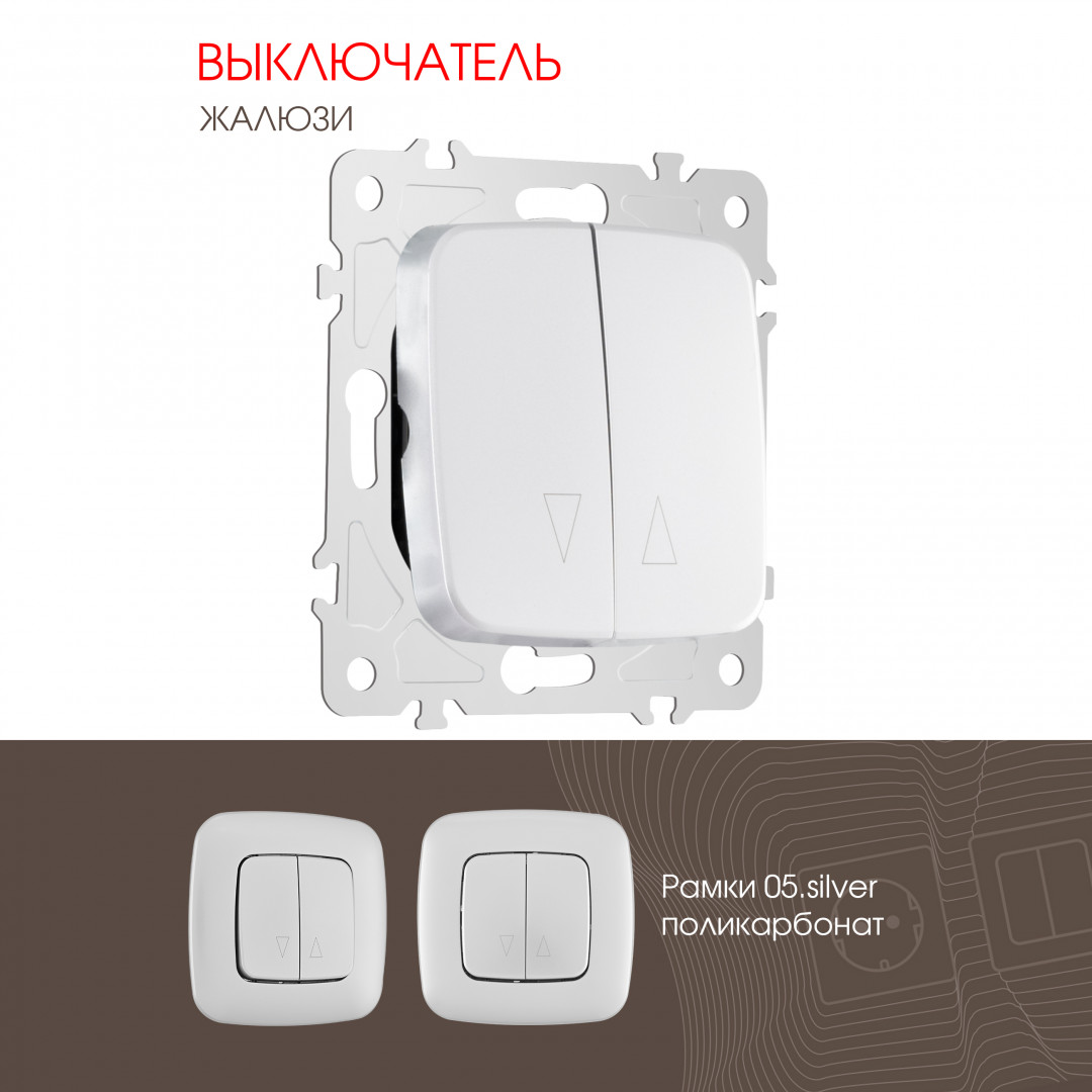 Выключатель жалюзи 10A 250V Arte Milano 205.38-2.silver