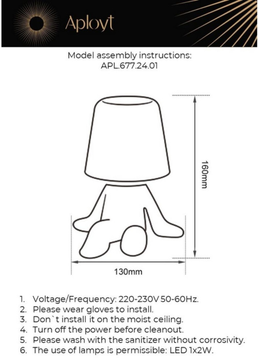 Настольная лампа led беспроводная для детской с выключателем Aployt APL.677.24.01