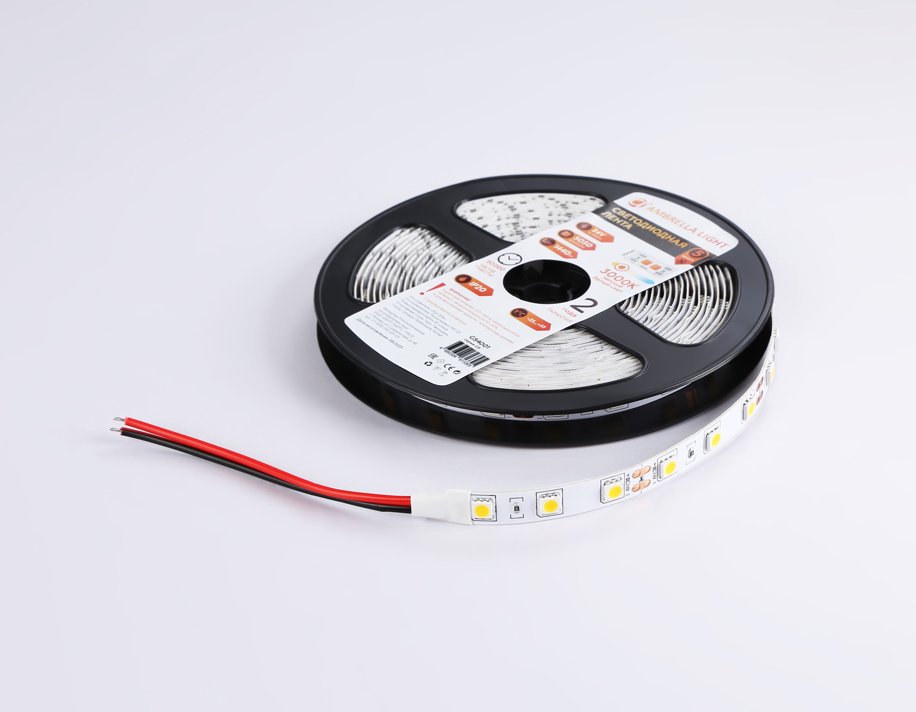 Светодиодная лента Ambrella Light GS4001 5050 60Led /14.4W m/ 24V 3000K 5m Ambrella Light LED Strip GS4001_AMB