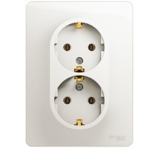 Розетка встраиваемая двойная с заземлением (перламутровый) Systeme Electric GSL000624