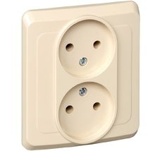 Розетка встраиваемая двойная без заземления (кремовый) Systeme Electric PC16-005K