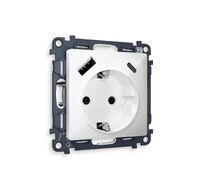 Розетка Ambrella Volt ALFA 2USB A+C 20W быстрая зарядка с заземлением и шторками 2P+E 16A-250V QUANT MA110010_AMB